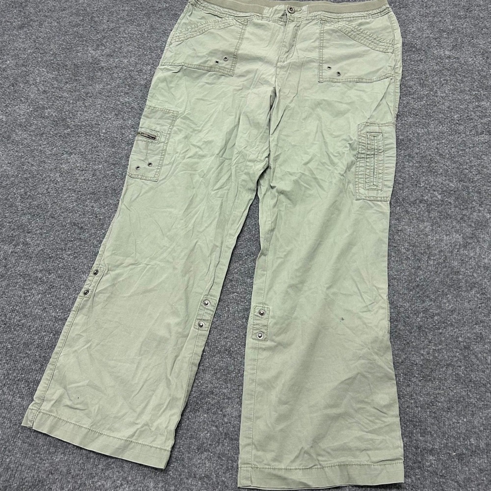 Khakis & Co Cargo Pants Womens Size 14 Sage Green Stretch Utility Straight Leg